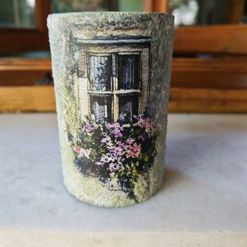 DIY Vintage Pencil Holder-Jar Window to the Past like new