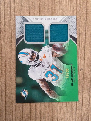 2026 Topps Football Flagship Ollie Gordon Dual Patch /99 Miami Dolphins
