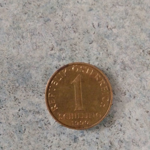 1 Schilling Republik Österreich used, 2 pieces 1990-1991