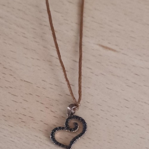 Silver 9.25 heart pendant used, rose gold with black zircons