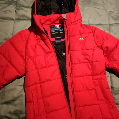 Trespass kids jacket used, waterproof and windproof, red, XS