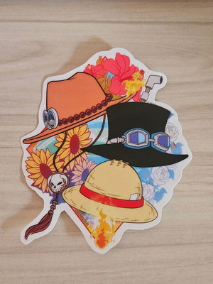 One Piece Καπέλα Ace, Sabo, Luffy χειροποίητο αυτοκόλλητο κατόπιν παραγγελίας