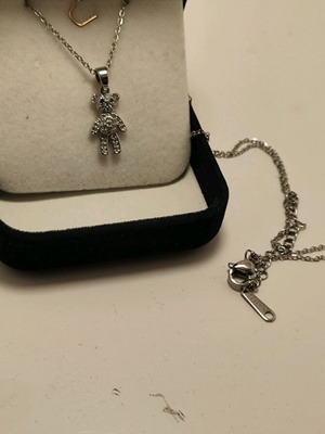 Steel necklace with teddy bear new