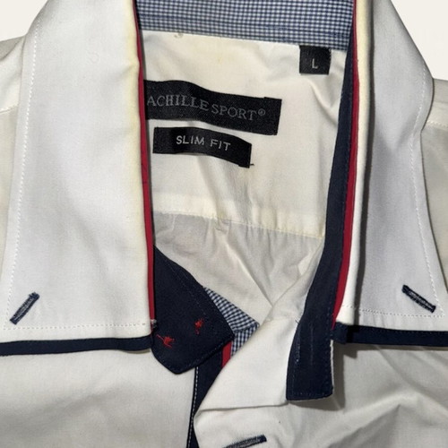Achile Sport Shirt White with Contrast Details, Size L, Like New