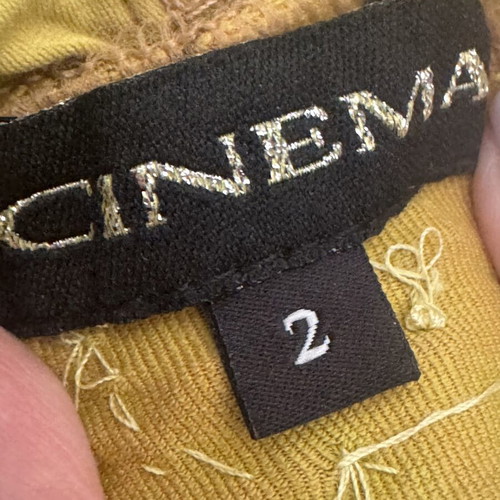 Silk Midi Dress Cinema by Panos Zinas like new, green and yellow