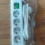Power strip with 4 sockets and 2 USB Type-C ports