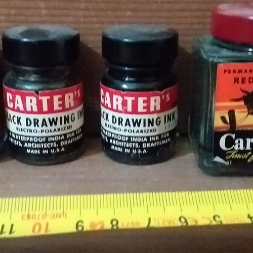 Ink bottles used, set of 8 collectible Liberty, Carter, Elvita