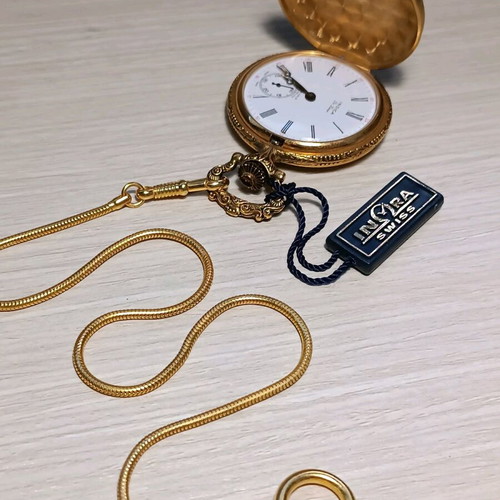 Vintage Inora pocket watch wind-up like new with chain