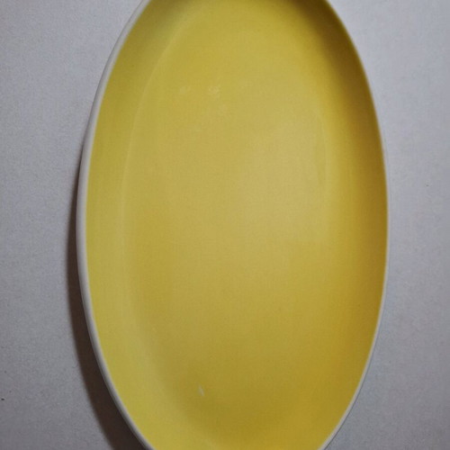 Ceramic oval platter small yellow used 23.5x14