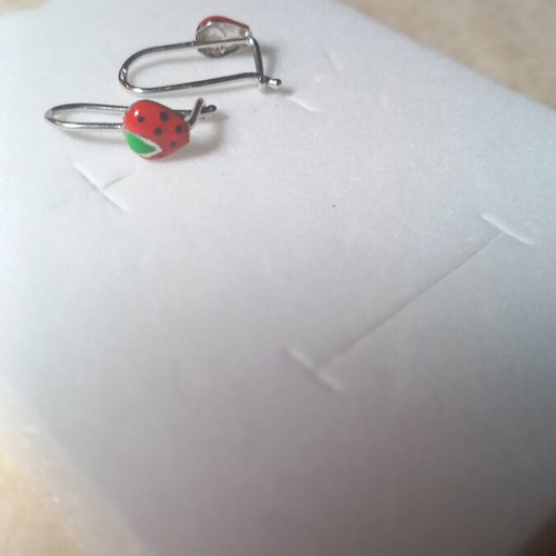 Silver 925° strawberry earrings with enamel new