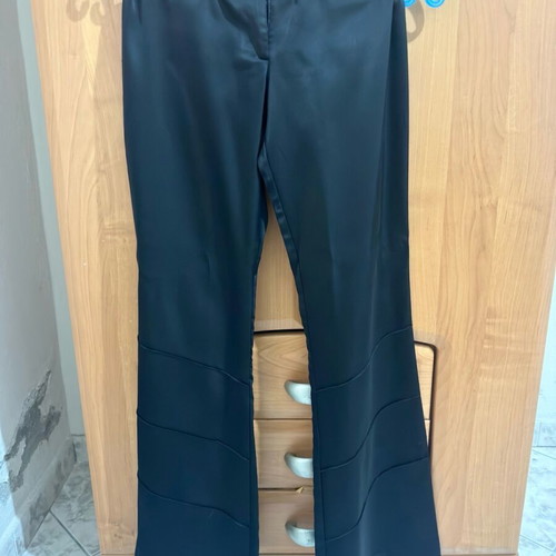 Satin suit like new, jacket with zipper and slim pants