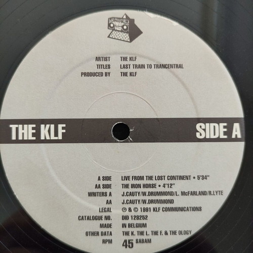 The KLF Last Train To Trancentral Vinyl 12'' maxi single used