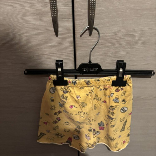Yellow shorts pyjamas with playful all-over print like new
