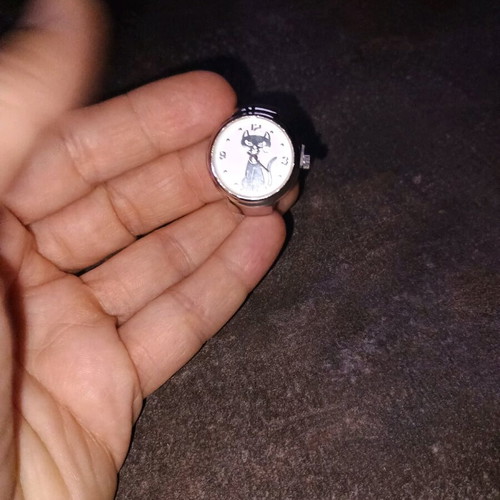 Cat Design Quartz Watch Ring new, silver and white
