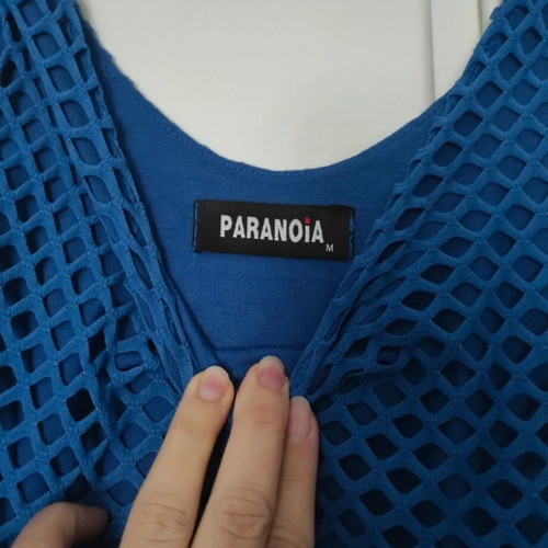 Paranoia mini dress like new, blue with mesh, size M
