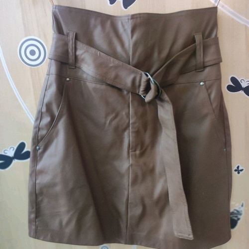 Mini leatherette skirt brown new XS