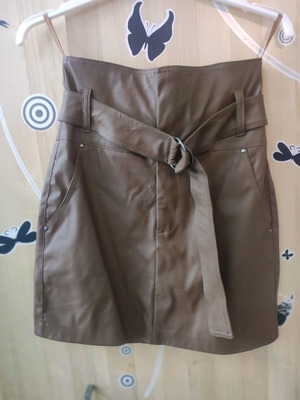Mini leatherette skirt brown new XS