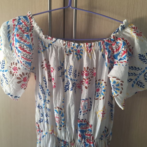 Maxi dress with off-shoulder design multicolor, new
