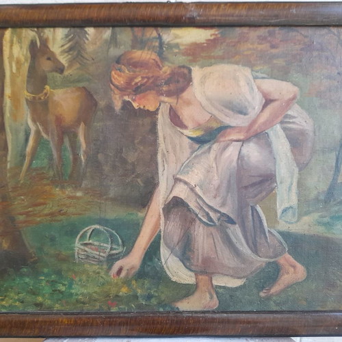 Old painting, dimensions 44×33.5 cm, antique