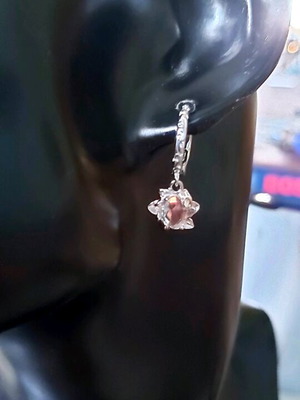 Γυναικεία ασημένια σκουλαρίκια 925 με συνθετικό μυστικό τοπάζι νέα