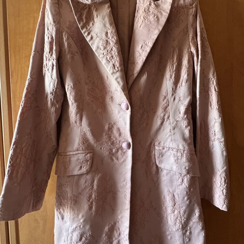 Pink jacket coat with embossed floral pattern like new