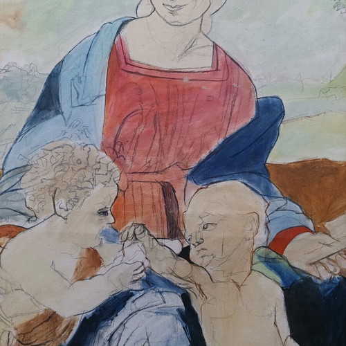 Large Handmade Renaissance Style Painting by Efthymios Kollias used