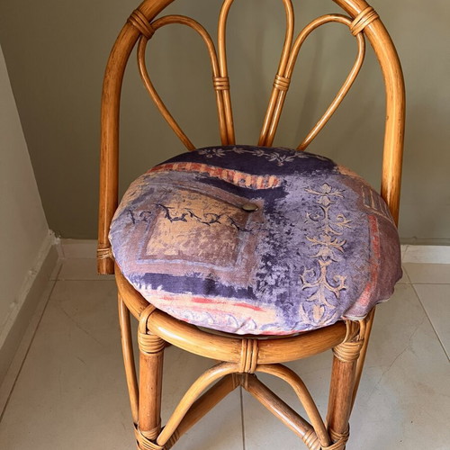 Bamboo furniture set with cushions, vintage boho style
