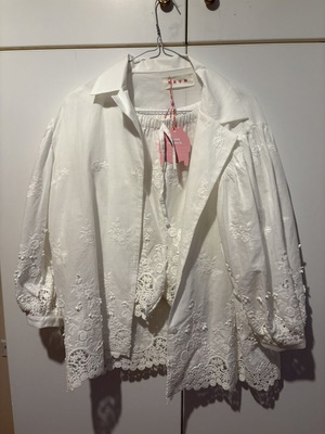 Karavan summer set with lace shorts and shirt new, size L/XL, white