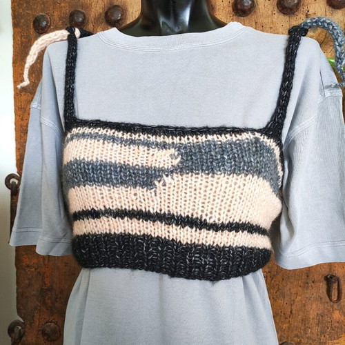Handmade knit crop top multicolor new, size S