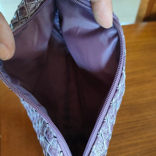 Estee Lauder toiletry bag new alligator leather with purple trim