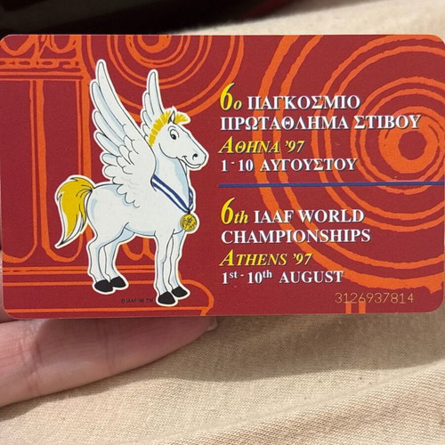 IAAF World Championships Athens '97 phone cards used, set of 2