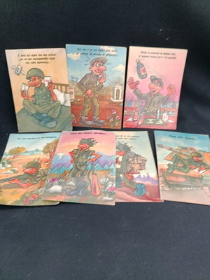 Vintage συλλεκτικές κάρτες Ρεζέρβα σειρά Στρατευμένοι μεταχειρισμένες, πακέτο 7 τεμαχίων