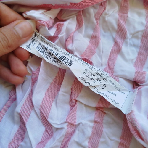 Striped women's sleeveless summer shirt Stradivarius like new, white and pink