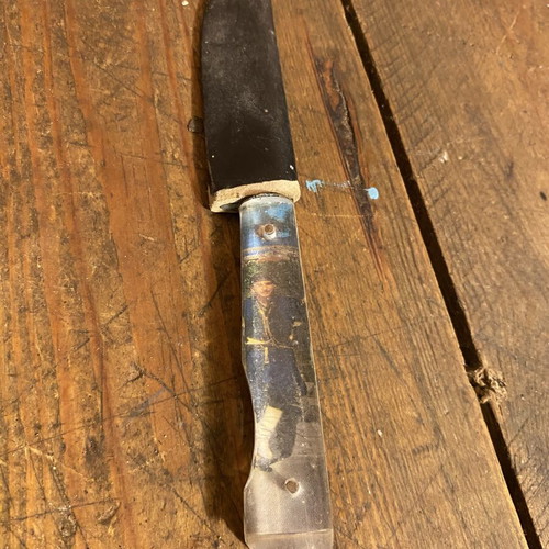 Old Cretan knife with mantinada used, with sheath, 16.5 cm