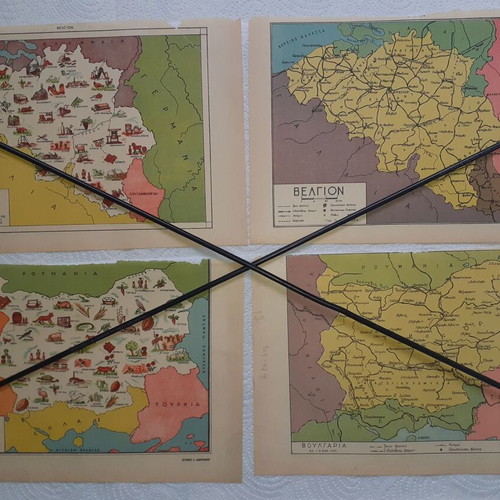 Set of 36 original maps from early 1950s, used
