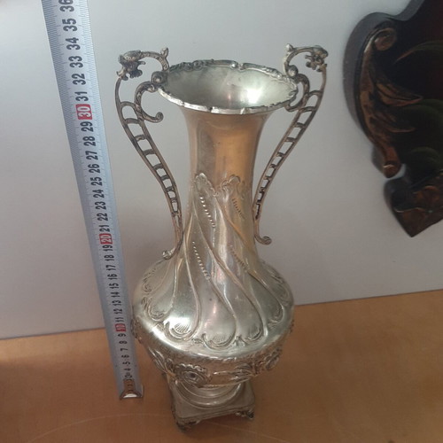 Silver-plated amphora with Greek motif 32cm used