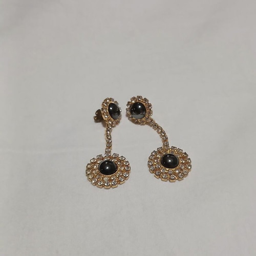 Vintage Hematite Drop Earrings like new with rhinestones