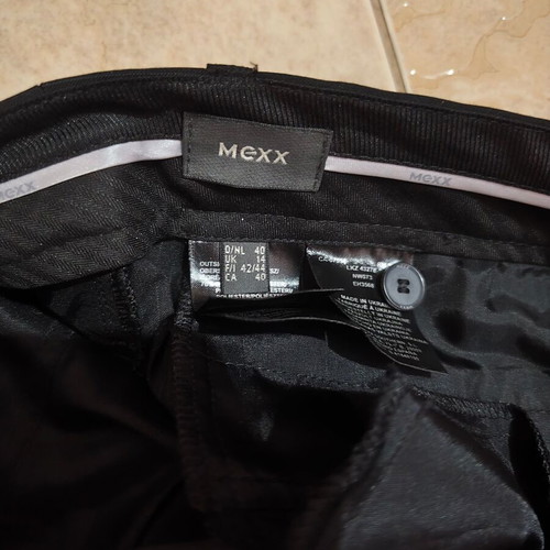 Mexx official office trousers with pleat, dark blue with fine white stripe