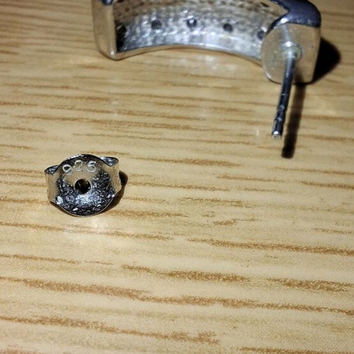 Silver 925 earrings with white zircon like new