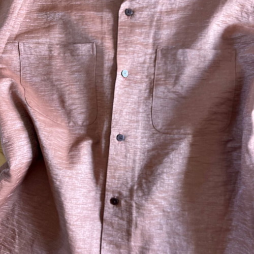 H&M men's short sleeve resort shirt XL bronze shiny linen blend