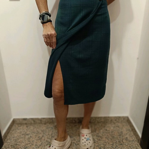 Midi wrap skirt used, blue and green, size M