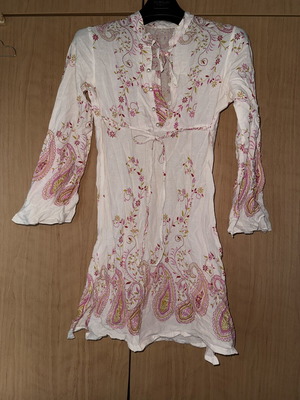 Indian ethnic linen long blouse like new, XS-S, white multicolor