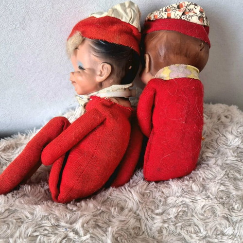 Taiwan Japanese cloth dolls used, 1960s, set of two