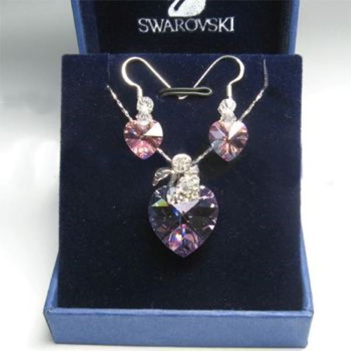 Swarovski silver necklace and earrings set new