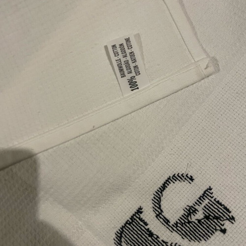Kitchen towel hand embroidered with DMC thread new 44x76 cm