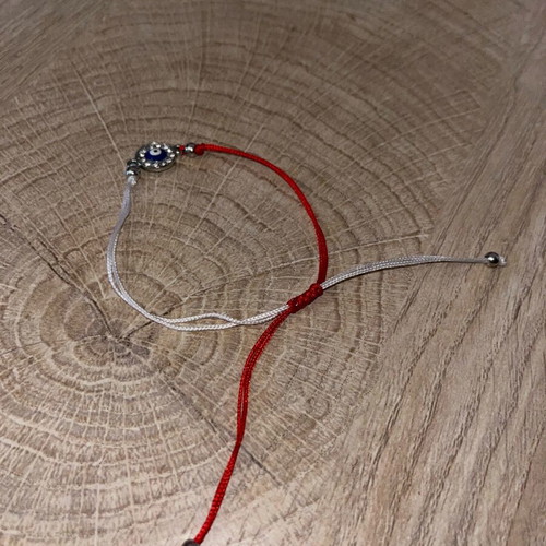 Handmade Martaki with Eye and Small Diamonds like new, white and red
