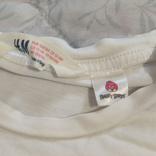 Angry Birds retro t-shirt H&M used, size 140 cm, white