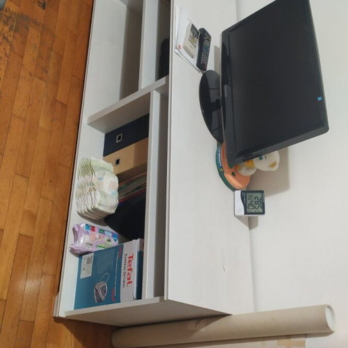 White TV stand with adjustable shelves