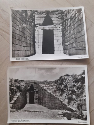 Mycenae postcards used, Tomb of Atreus and Tomb of Clytaimnestra
