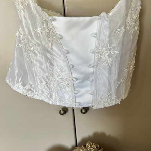 Wedding dress satin with lace and embroidered crystals, like new, size L